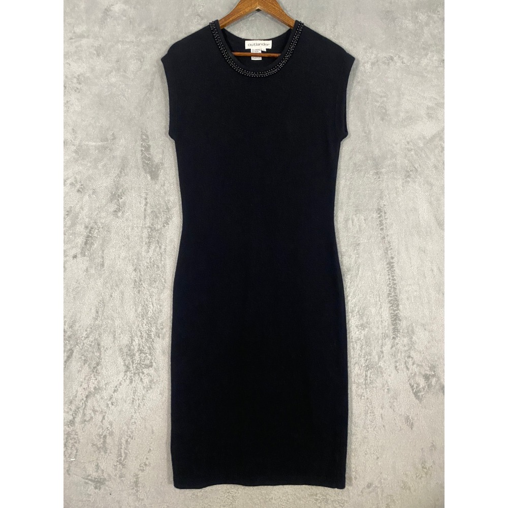 Outlander Dress Sz M Black Lambswool Angora Beaded Elegant Formal Cocktails